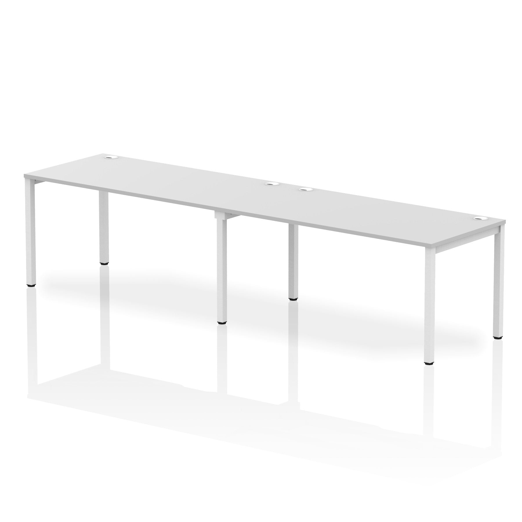 Impulse Single Row 2 Person Bench Desk W1600 x D800 x H730mm White Finish White Frame - IB00315 DD