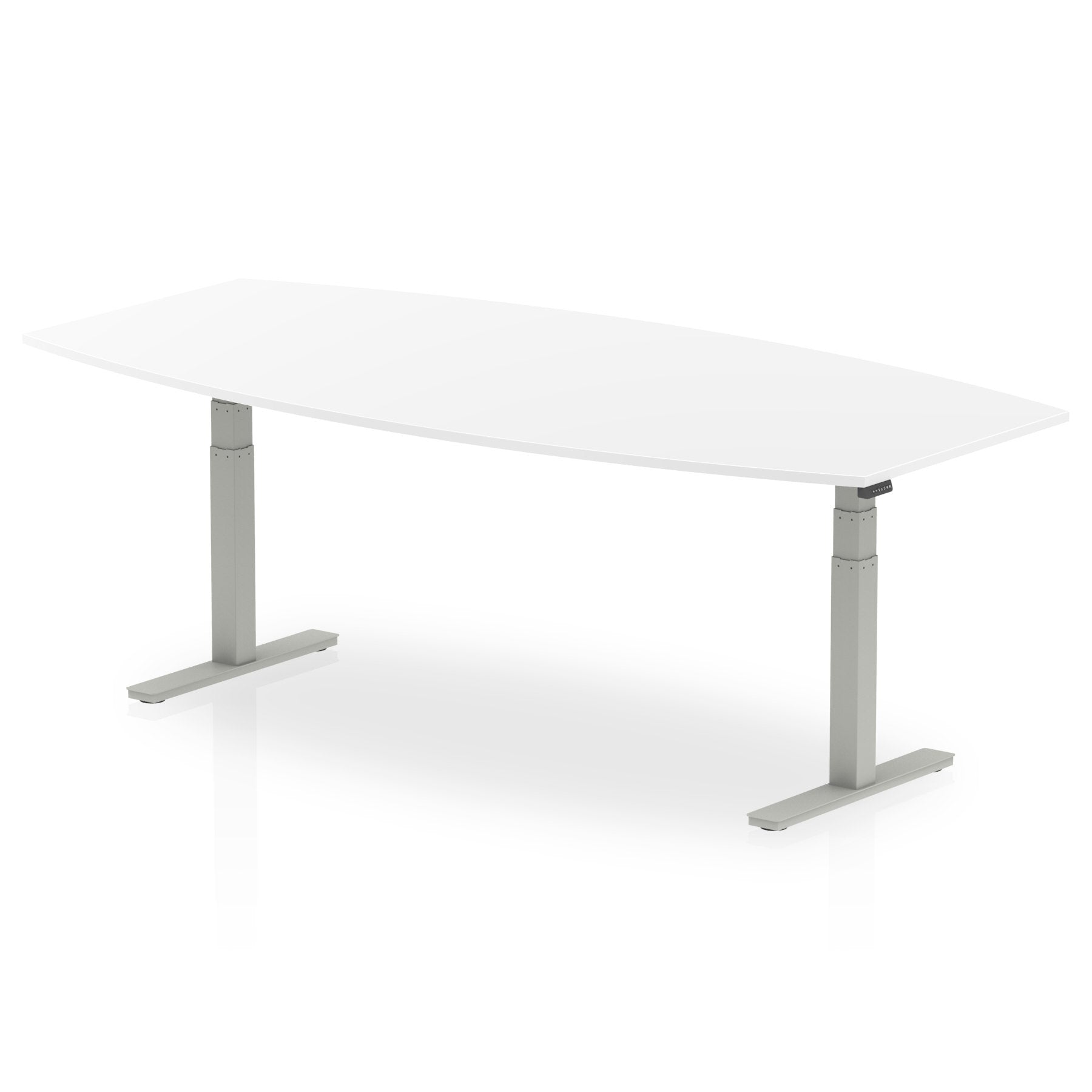 Dynamic High Gloss 2400mm Writable Boardroom Table White Top Silver Height Adjustable Leg I003554 DD