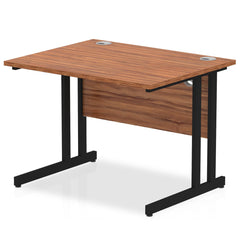 Impulse 1000 x 800mm Straight Desk Walnut Top Black Cantilever Leg I004308 DD