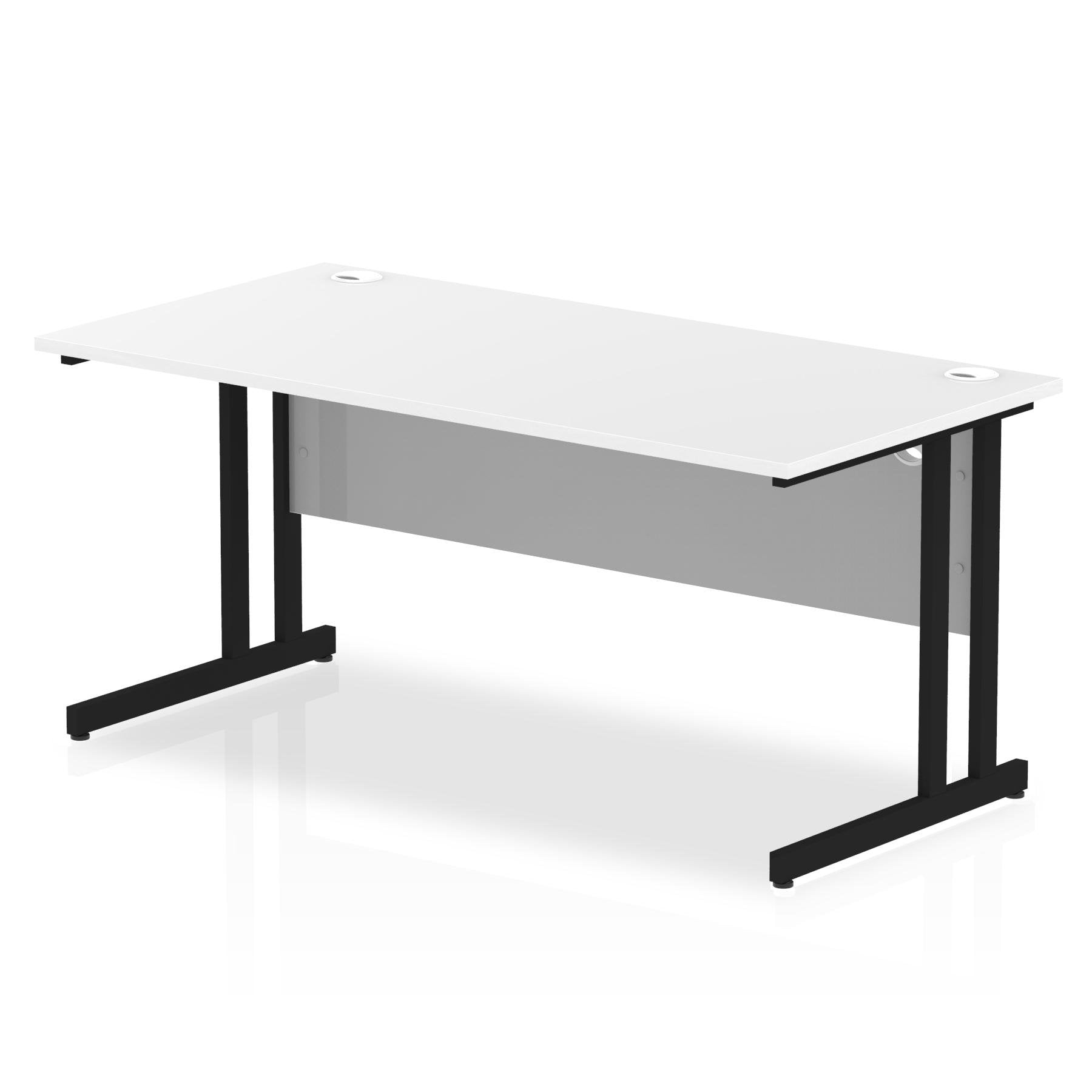 Impulse 1600 x 800mm Straight Desk White Top Black Cantilever Leg MI003324 DD