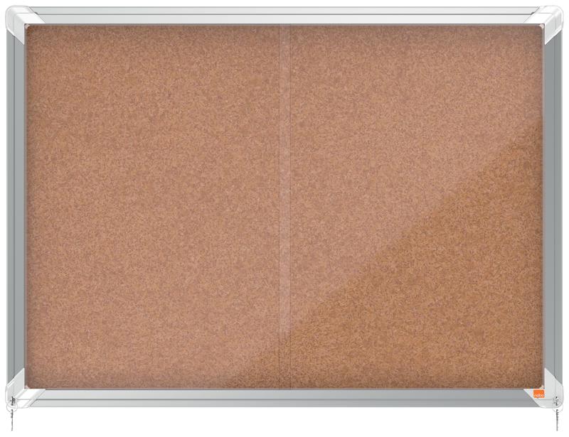 Nobo Premium Plus Cork Lockable Noticeboard Display Case Sliding Door 8 x A4 925x668mm 1915331