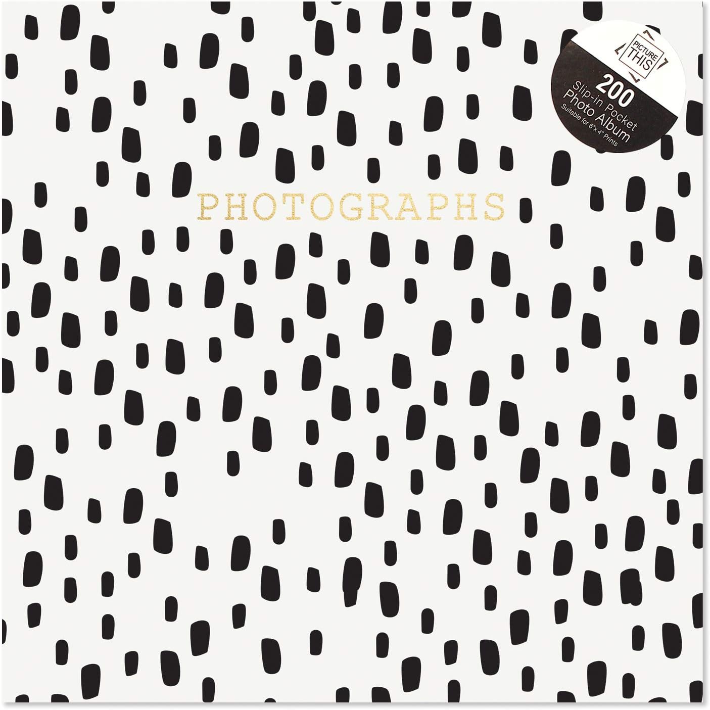Tallon White with Black Spots 6x4 Photo Album | Memo Slip-In | Holds 200 Photos