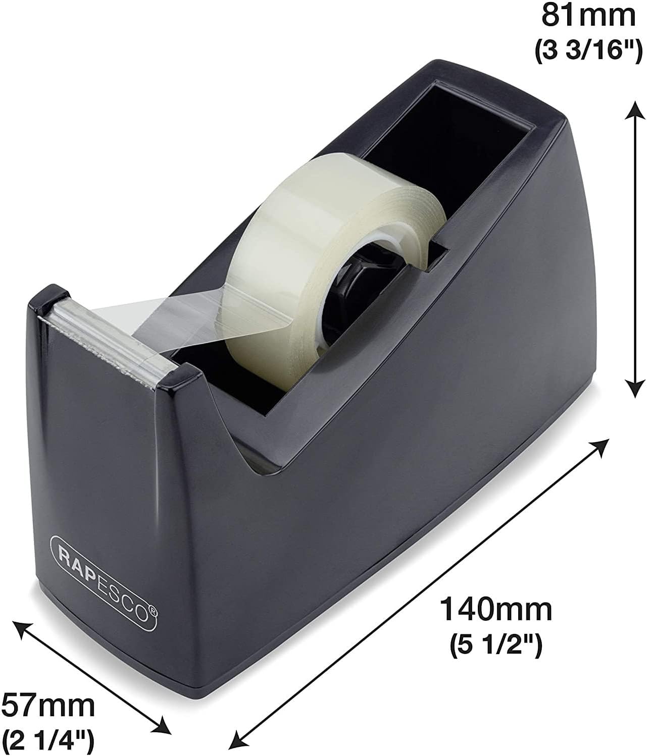 Rapesco 300 Tape Dispenser & 4 Tape Rolls – Black