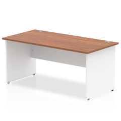 Impulse Straight Office Desk W1800 x D800 x H730mm Panel End Leg Walnut Finish White Frame - TT000019 DD