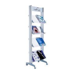 Fast Paper Mobile Literature Display 4 Shelves Grey - F8A4TT35 DD