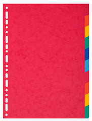 Exacompta Forever Recycled Divider 10 Part A4 Extra Wide 220gsm Card Vivid Assorted Colours - 2110E