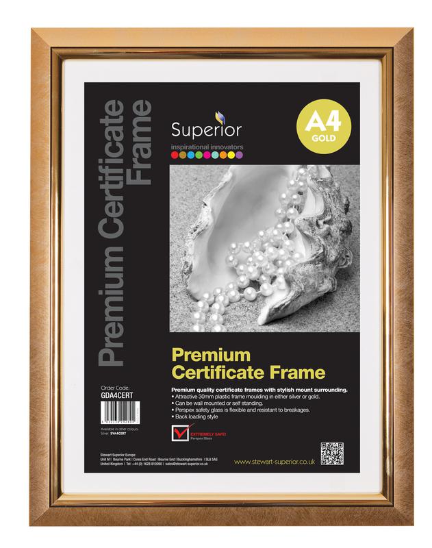 SECO A4 Deluxe Certificate Frame Gold - GDA4CERT