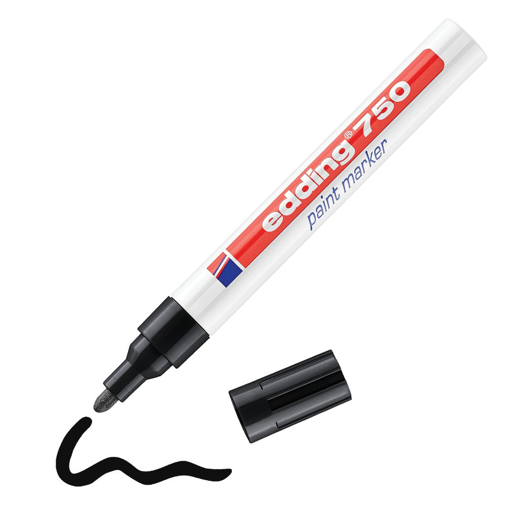 edding 750 Paint Marker Bullet Tip 2-4mm Line Black (Pack 10) - 4-750001