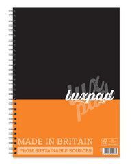 Silvine Luxpad FSC A4 Wirebound Card Cover Notebook Ruled 160 Pages Black/Orange (Pack 6) - TWPA4