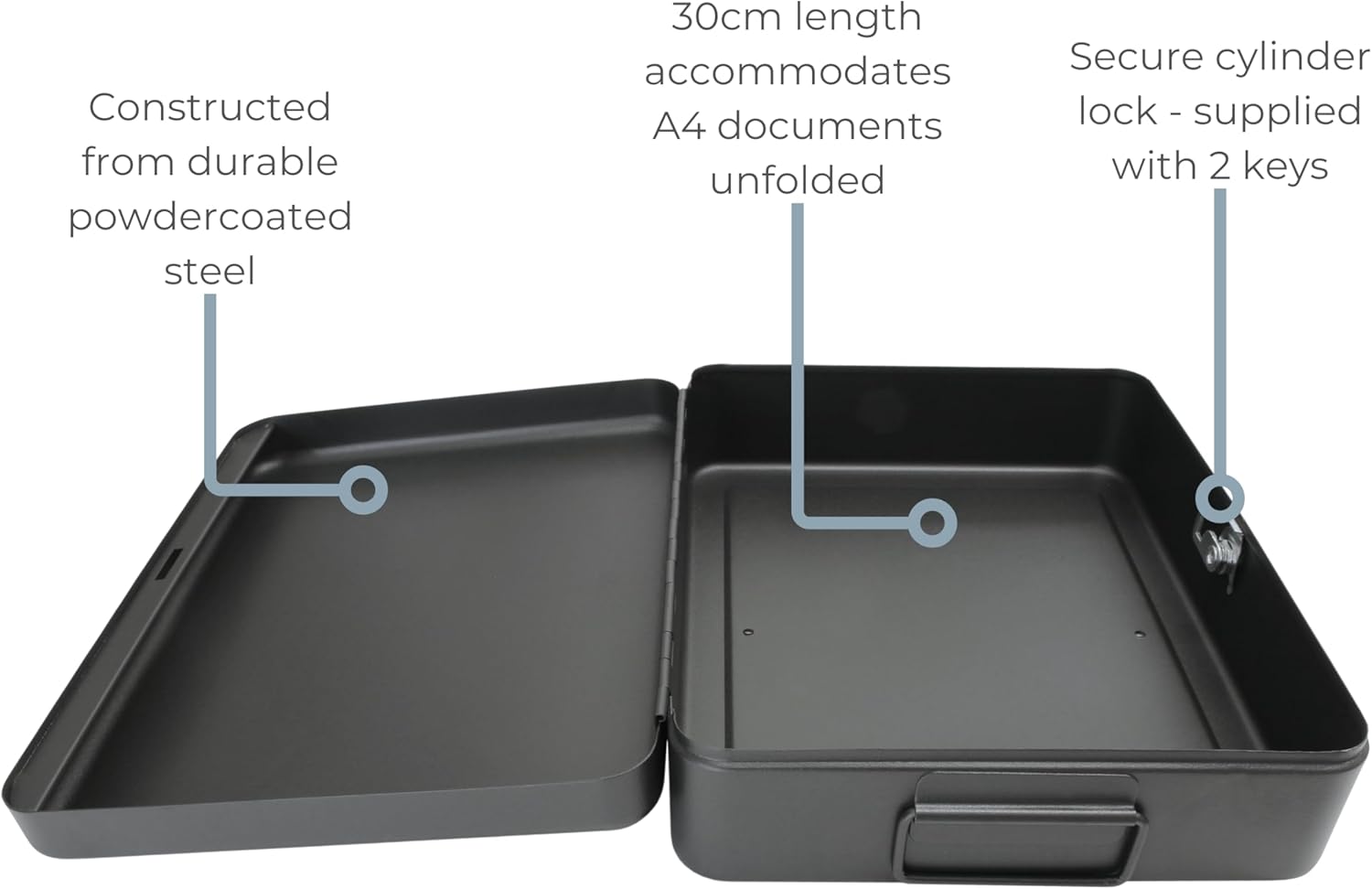 12 Inch Black Lockable Security Box with Bolt Down Kit