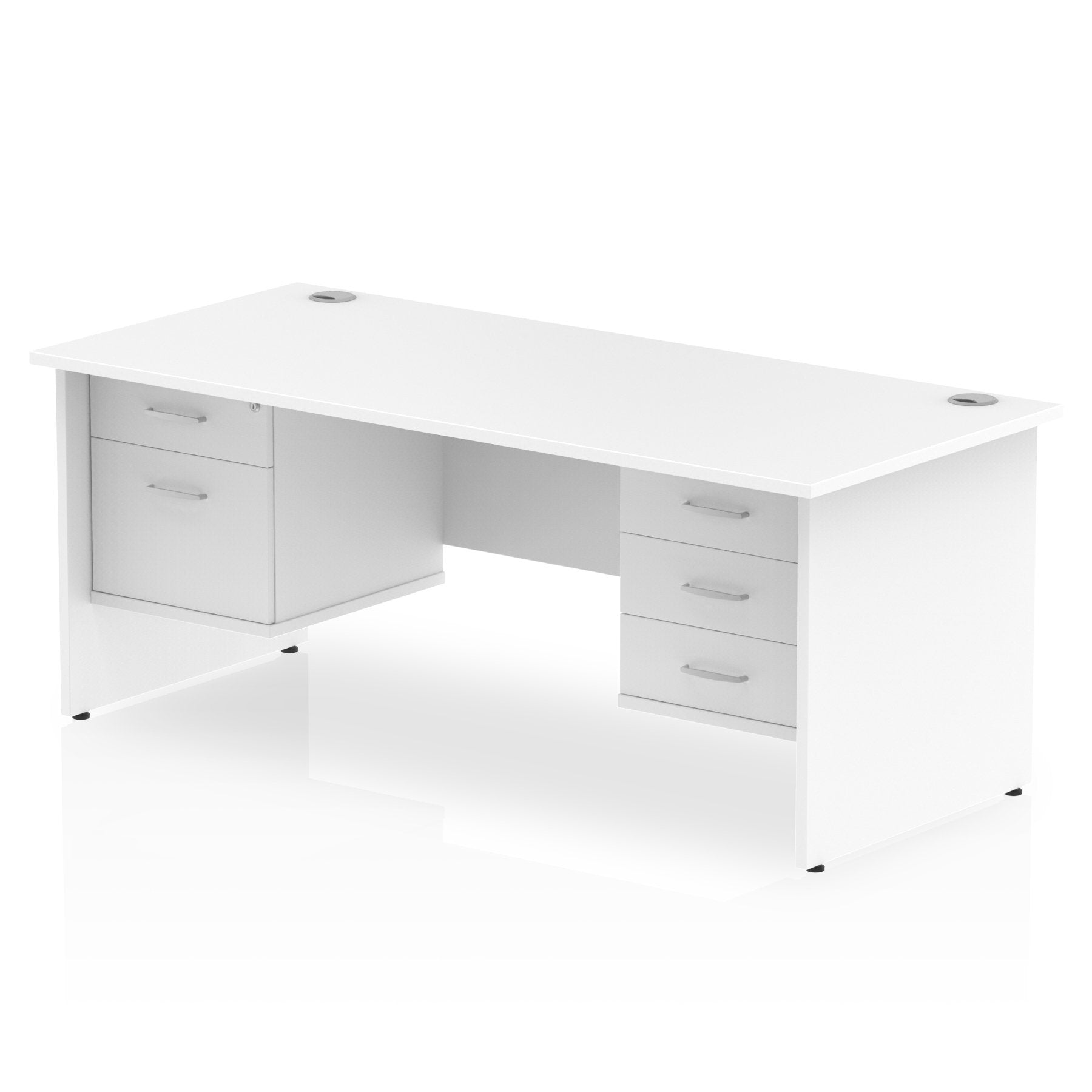 Dynamic Impulse W1600 x D800 x H730mm Straight Office Desk Panel End Leg With 1 x 2 and 1 x 3 Drawer Double Fixed Pedestal White Finish - MI002268 DD