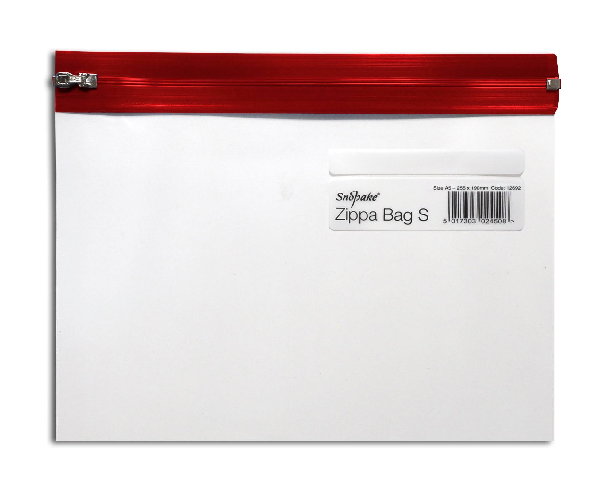 Snopake Zippa Bag S Polypropylene A5 140 Micron Red (Pack 25) - 12692