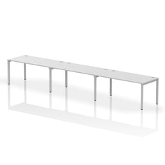 Impulse Single Row 3 Person Bench Desk W1600 x D800 x H730mm White Finish Silver Frame - IB00345 DD