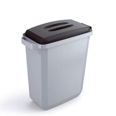 Durable DURABIN Plastic Waste Recycling Bin 60 Litre Rectangular Grey with Black Lid - VEH2012029 DD