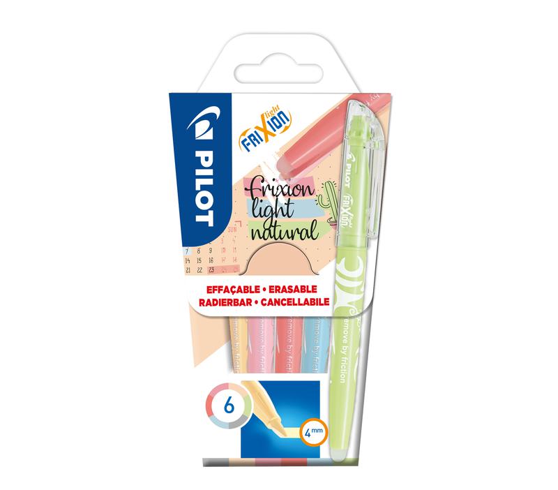 Pilot FriXion Light Natural Erasable Highlighter Pen Chisel Tip 3.8mm Line Assorted Natural Colours (Pack 6) - WLT572589