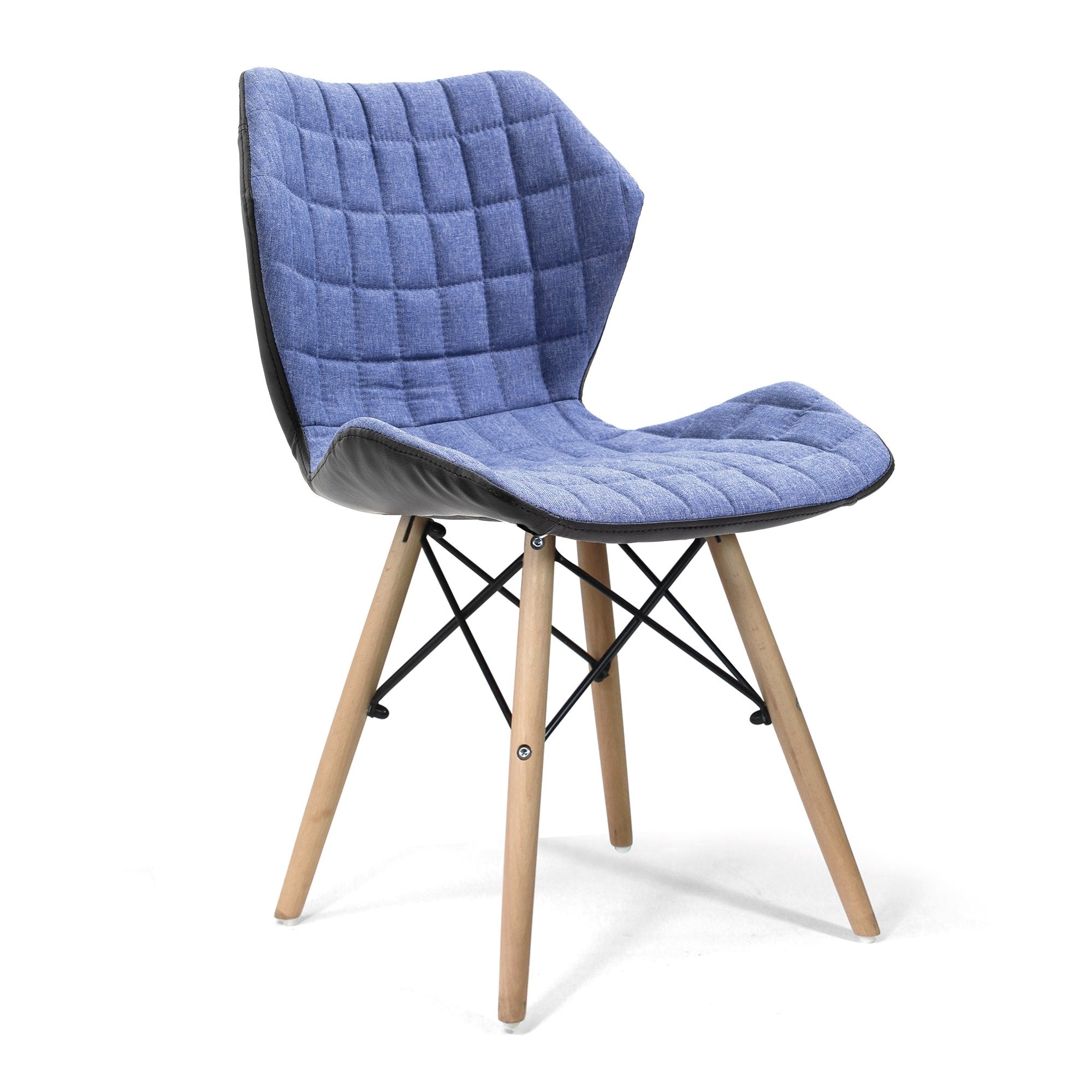 Nautilus Designs Amelia Contemporary Lightweight Fabric Chair With Panel Stitching Denim and Solid Beech Legs - BCF/B570/DN DD