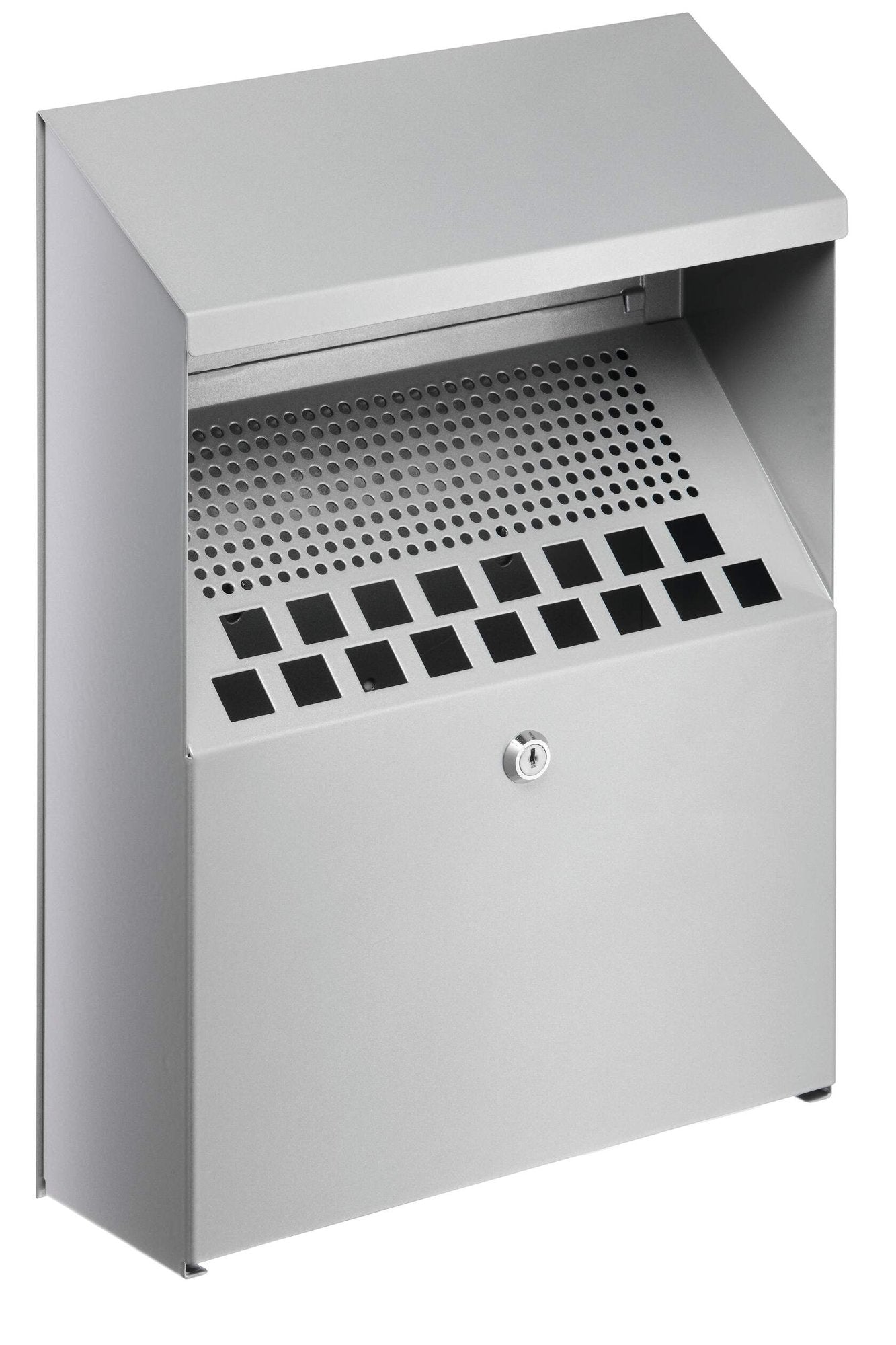 Durable Metal Lockable Wall Ashtray 4 Litre Capacity Silver - 333423 DD