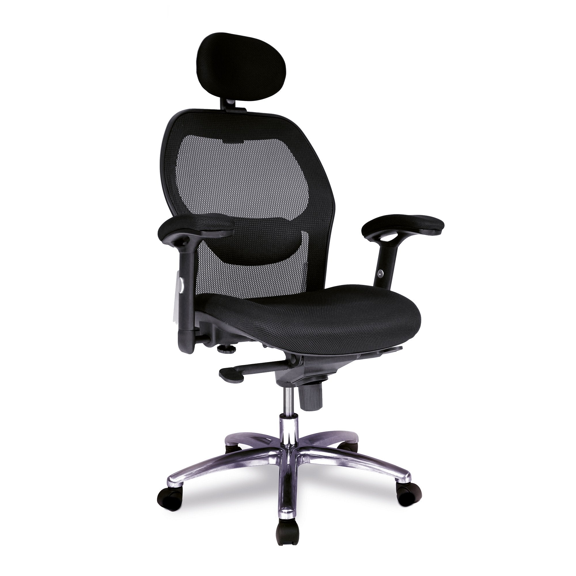 Nautilus Designs Hermes High Back Mesh Synchronous Executive Office Chair With Adjustable Lumbar Support & Headrest and Arms Black - BCM/F103/BK DD