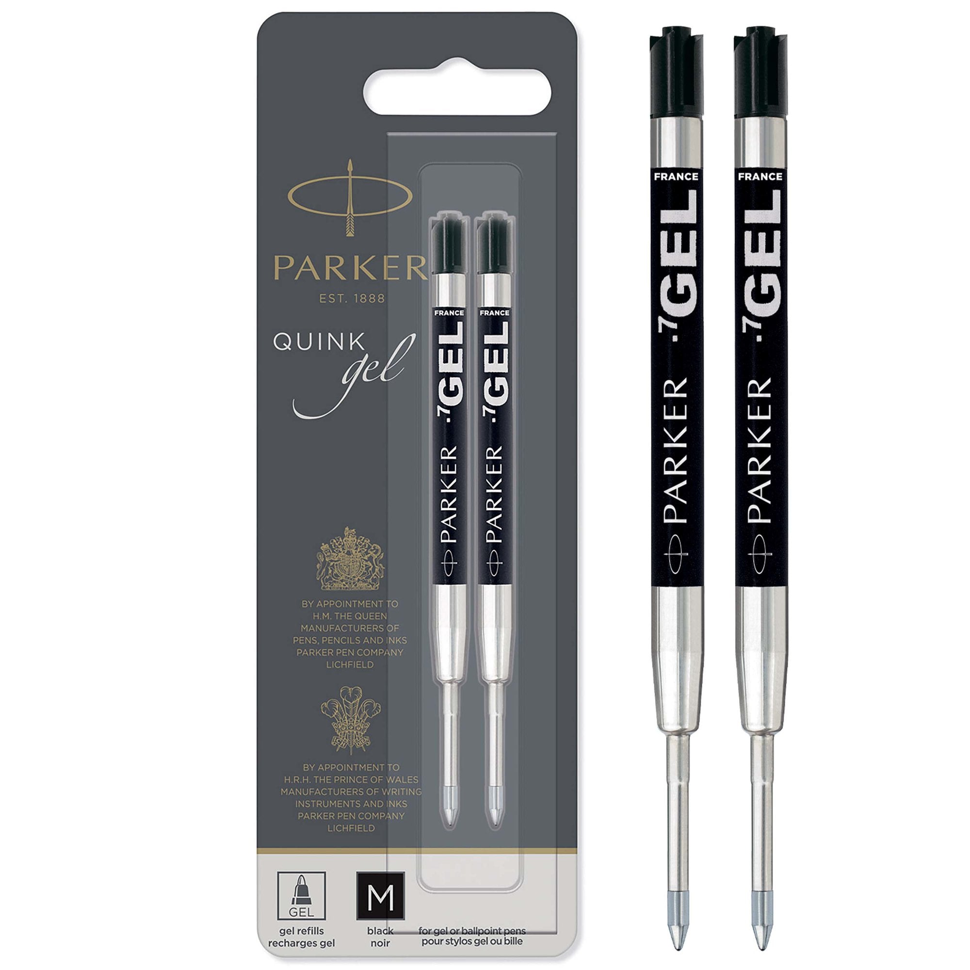 Parker Quink Gel Ink Refill Medium Black (Pack 2) 1950362
