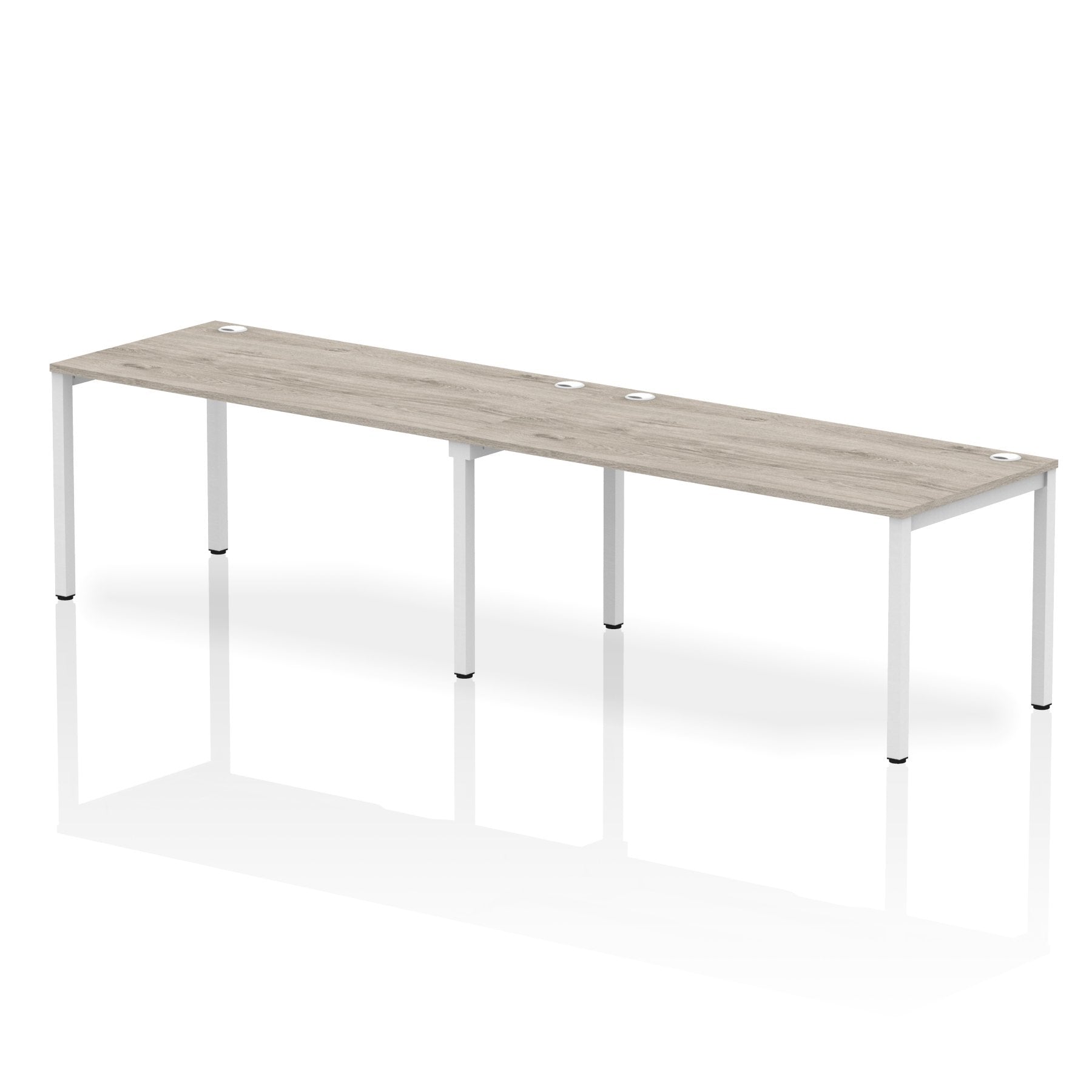 Impulse Single Row 2 Person Bench Desk W1600 x D800 x H730mm Grey Oak Finish White Frame - IB00311 DD