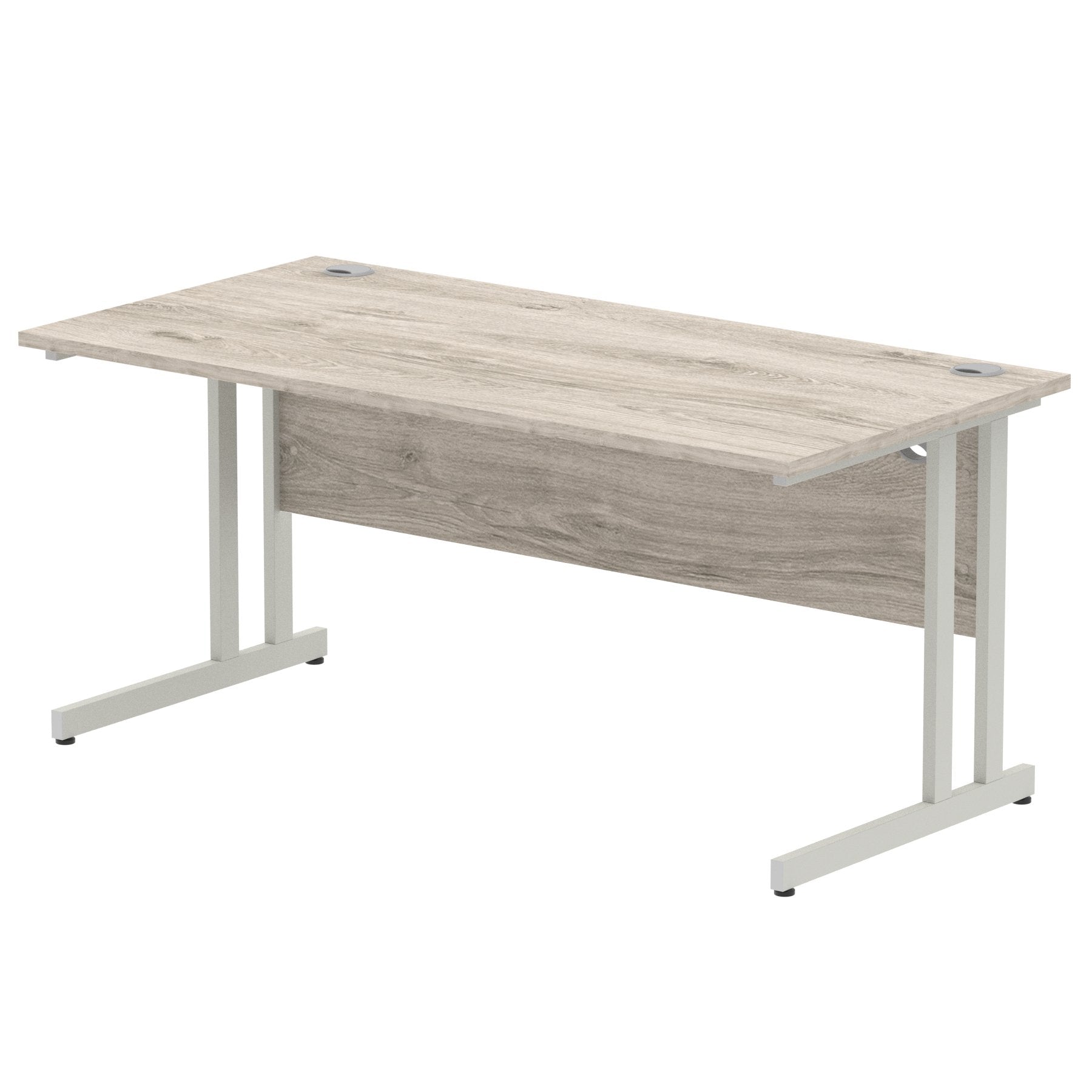 Impulse 1600 x 800mm Straight Desk Grey Oak Top Silver Cantilever Leg I003074 DD