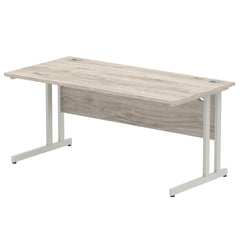 Impulse 1600 x 800mm Straight Desk Grey Oak Top Silver Cantilever Leg I003074 DD