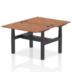 Dynamic Air Back-to-Back W1200 x D800mm Height Adjustable Sit Stand 2 Person Bench Desk With Cable Ports Walnut Finish Black Frame - HA01686 DD