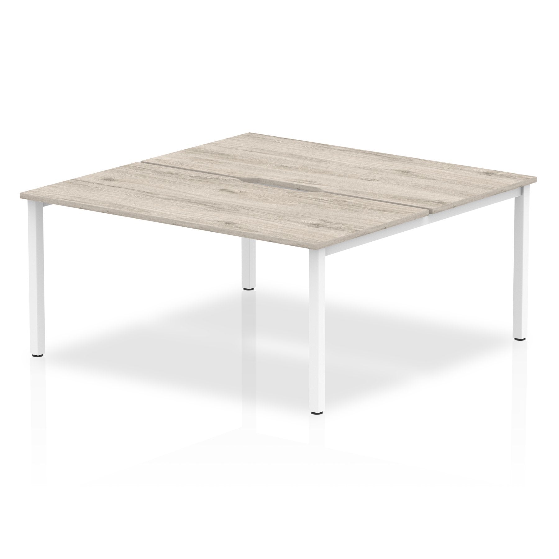 Dynamic Evolve Plus 1400mm B2B 2 Person Desk Grey Oak Top White Frame BE744 DD
