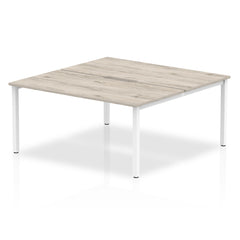 Dynamic Evolve Plus 1400mm B2B 2 Person Desk Grey Oak Top White Frame BE744 DD